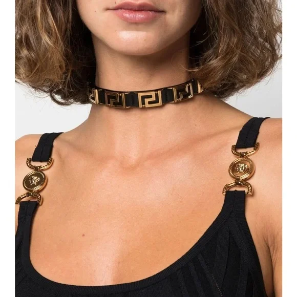 PINK Versace Greca leather choker - Picture 1 of 9